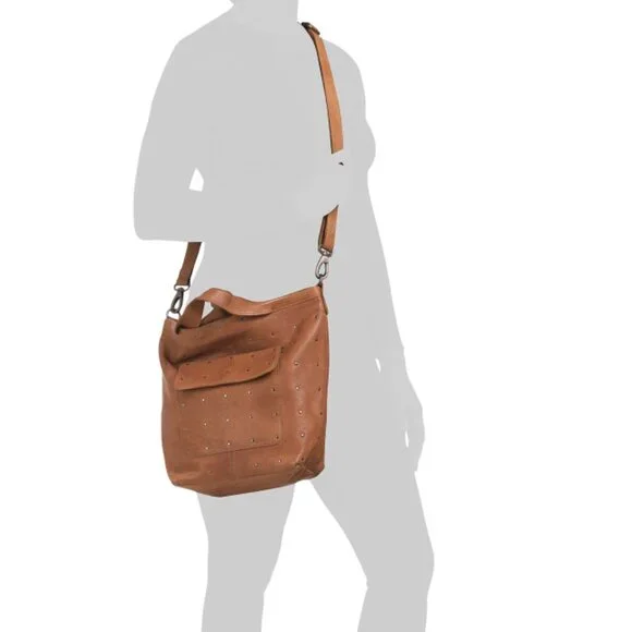 LATICO Cognac Leather Jagger Crossbody Tote